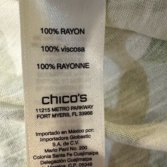 Chicos Leaf Print Long Sleeve Top Size 8 - Picture 5 of 5
